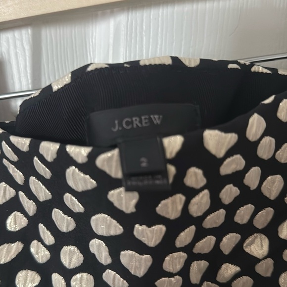 Chic Black and Gold Polka Dot Skirt faux wrap with bow jcrew size 2 - Picture 2 of 4